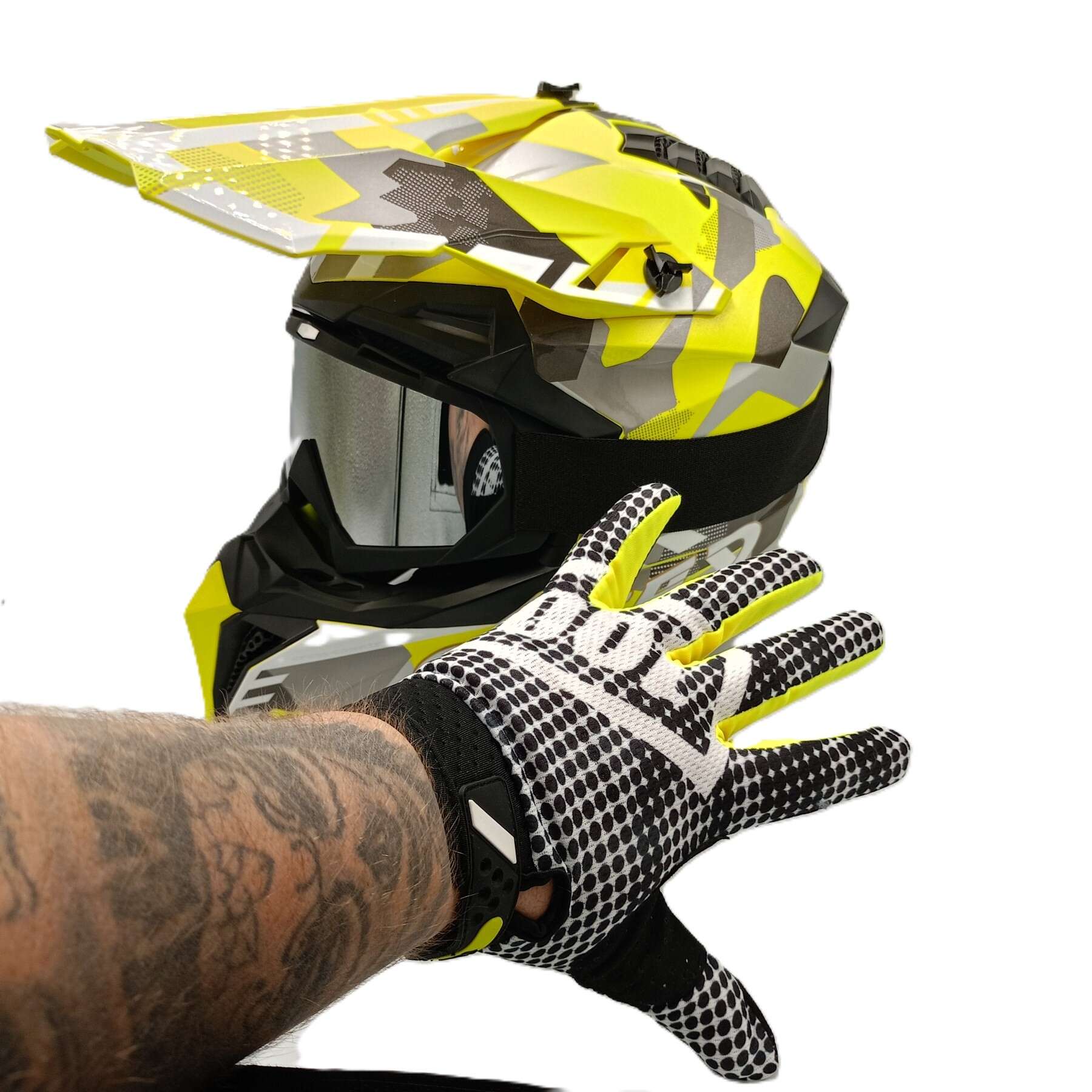 Кросова каска ръкавици и очила комплект - Image 3