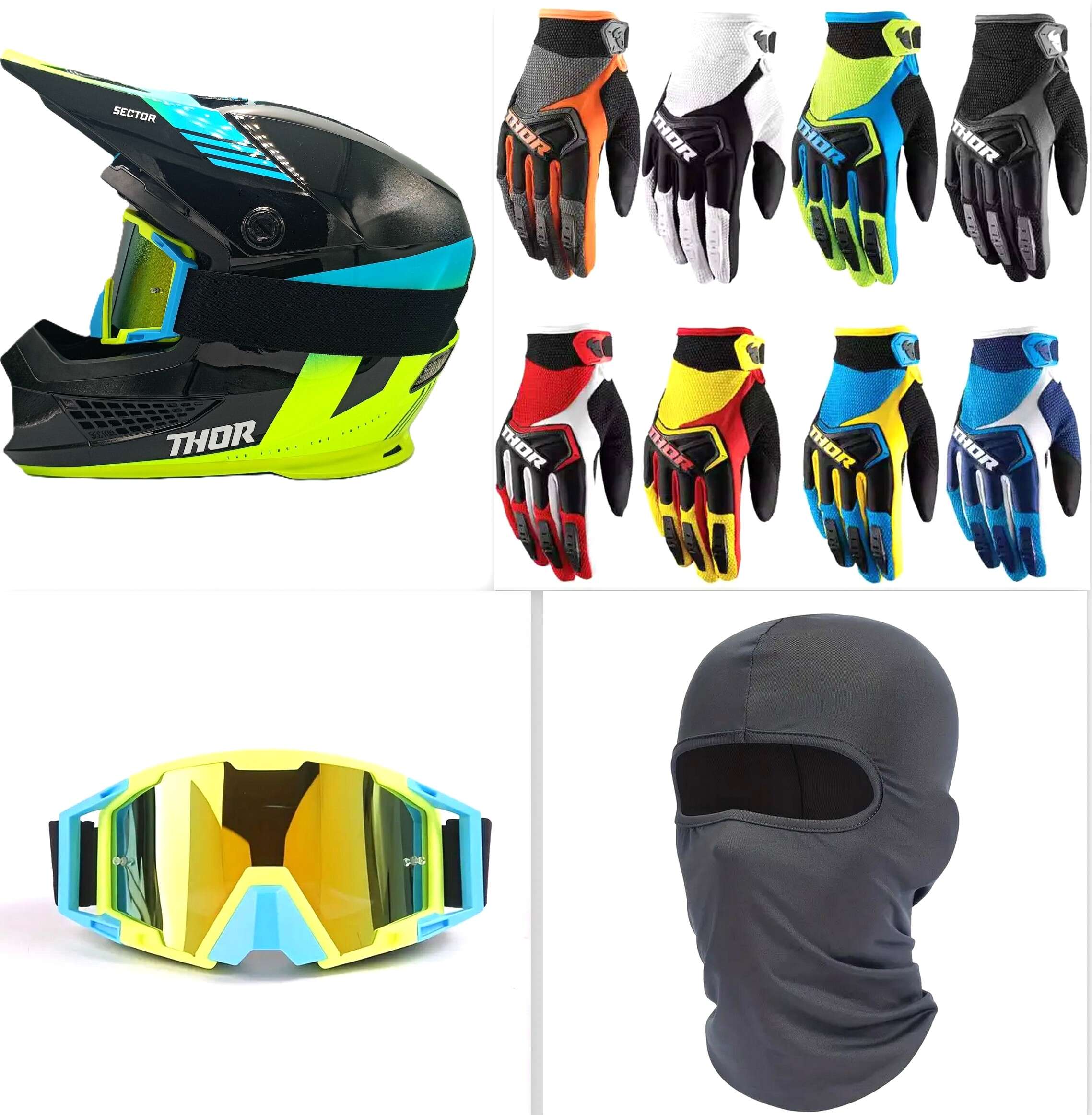 Комплект кросова каска очила ръкавици и боне