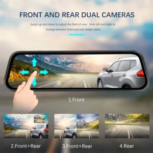 Видеорегистратор DVR 1080 FULL HD 9.66 инча Touch screen Огледало с две камери