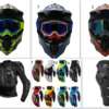 Комплект крос атв Каска ризница очила ръкавици и наколенки