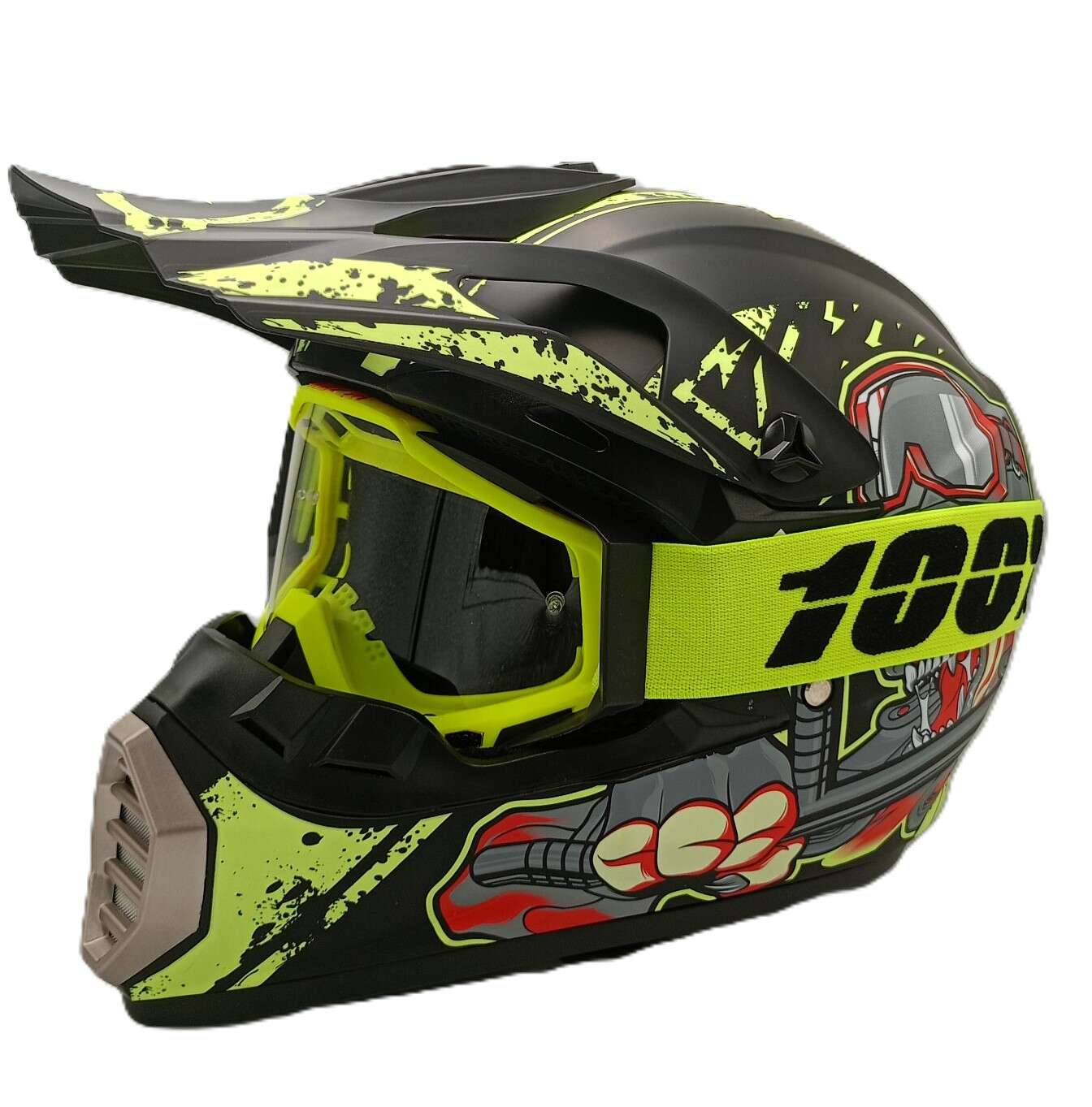 Детско юношески мото крос комплект каска очила ръкавици наколенки и налакътници 218199 - Image 9