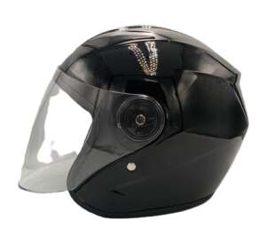 Отворена каска за скутер черен гланц 02021