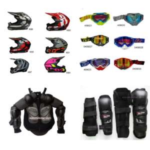 Детски крос атв комплект каска очила ризница наколенки