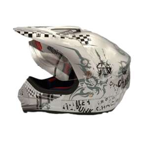 Кросова каска Tanked с визьор крос пънк silver