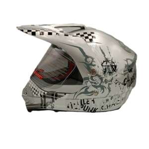 Кросова каска Tanked с визьор крос пънк silver